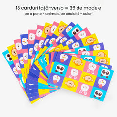 Joc de potrivire cu animale și 4 culori, 18 carduri, 3 ani+