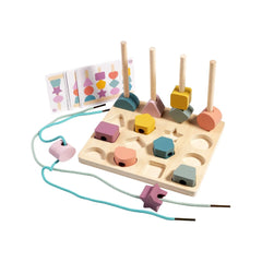 Joc de potrivire a formelor din lemn pe tije, 3 ani+