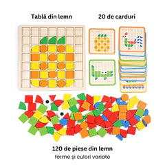 Puzzle mozaic, de tip Montessori - 120 de piese, 3 ani+
