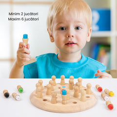 Joc de societate și memorie, din lemn - Memory Chess, 3 ani+