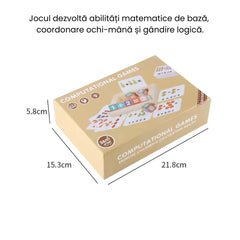 Joc interactiv de calcul matematic, 8 Cuburi din lemn și 53 Carduri , 3 ani+