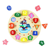 Ceas educativ din lemn - Învață timpul, culorile și formele, 2 ani+