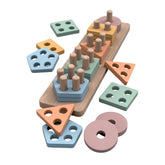 Joc de sortare a formelor din lemn, 5 culori pastelate, 1 an+