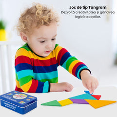 Tangram din Lemn cu 7 piese, 3 tematici