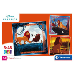 Puzzle Regele Leu, 3 x 48 piese, 5 ani+