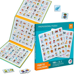 Carte magnetică 3 în 1, joc de memorie și asociere, 108 piese