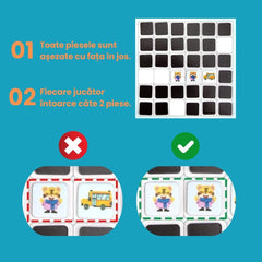 Carte magnetică 3 în 1, joc de memorie și asociere, 108 piese