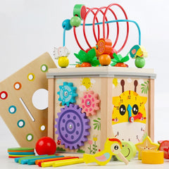 Cub Montessori din Lemn 10 în 1, cu Ciocănitoare, 2 ani+