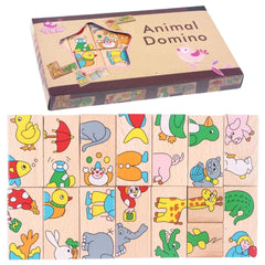 Domino din lemn cu animale colorate