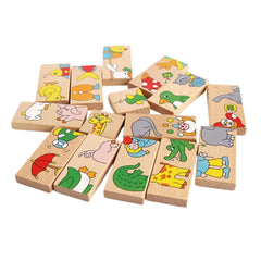 Domino din lemn cu animale colorate