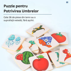 Jocul Umbrelor, Puzzle de asociere din lemn, 3 ani+