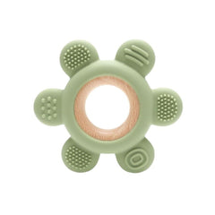 Jucărie Gingivală Silicon și Lemn – Floare Roz, 0 luni+