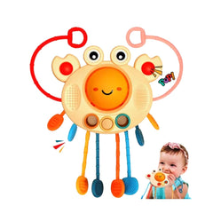 Jucărie de dentiție multisenzorială din silicon – Crab vesel, 18 luni+