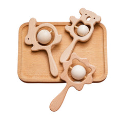 Jucărie de dentiție din lemn, 3 luni+