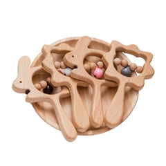 Jucărie de dentiție din lemn, 3 luni+