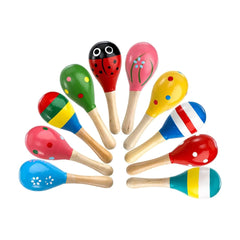 Maracas din Lemn - Jucărie muzicală pentru copii, viu colorate