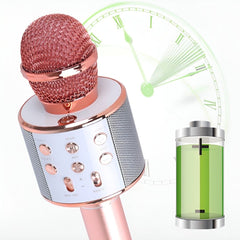Microfon Karaoke Portabil, Boxă Bluetooth 3-în-1 cu Modulator de Voce