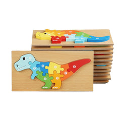 Puzzle 3D Montessori din lemn, 6-10 piese, 2 ani+