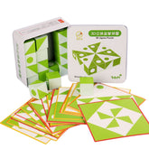 Puzzle geometric 3D cu carduri și cuburi