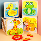 Puzzle din Lemn pentru Bebeluși, 3-6 Piese Mari, 0-3 ani