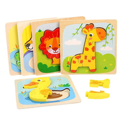 Puzzle din Lemn pentru Bebeluși, 3-6 Piese Mari