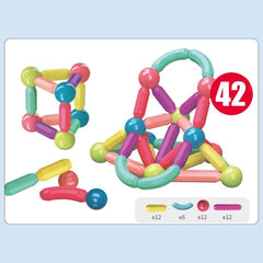 Set de Construcție Magnetic 3D, Joc STEM Educativ, 42 Piese Colorate, 3 ani+