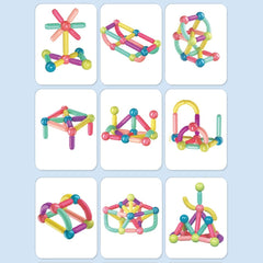 Set de Construcție Magnetic 3D, Joc STEM Educativ, 42 Piese Colorate, 3 ani+