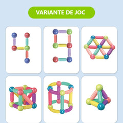Set de Construcție Magnetic 3D, Joc STEM Educativ, 42 Piese Colorate, 3 ani+