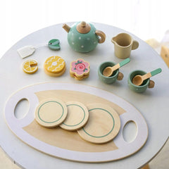 Set de Ceai din lemn, 15 piese, culori pastelate