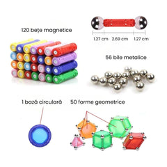 Set Magnetic 3D STEM, cu 230 piese de construit