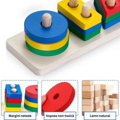 Sortator de forme geometrice, 16 piese, din lemn