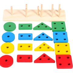 Sortator de forme geometrice, 16 piese, din lemn