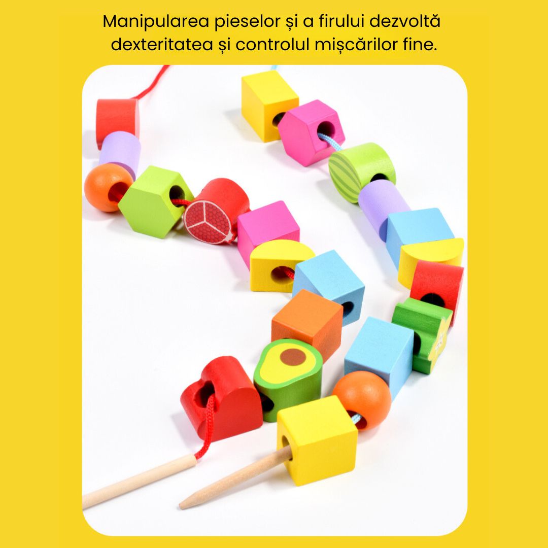 Turnul formelor și al fructelor, 10 carduri cu modele, 3 ani+