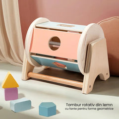Joc de tip Montessori, Tambur cu forme geometrice, 1 an+