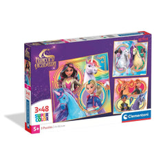 Puzzle Academia Unicornilor 3 în 1, 3 x 48 piese, 5 ani+