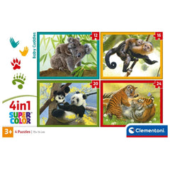 Puzzle Animale Sălbatice 4 în 1, 72 piese, 3 ani+