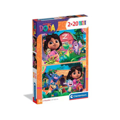 Puzzle 2 în 1 Dora Exploratoarea, 2 x 20 piese, 3 ani+