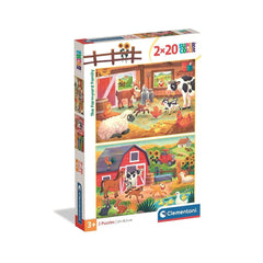 Puzzle Ferma 2 în 1, 2 x 20 piese, 3 ani+