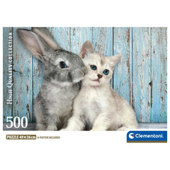 Puzzle Pisică și Iepuraș, 500 piese