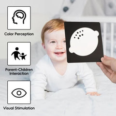 Set 20 Carduri Cognitive Alb-Negru pentru Bebeluși, Stimulare Vizuală, 0-3 luni