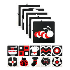 Set 20 Carduri Cognitive Alb-Negru-Roșu pentru Bebeluși, Stimulare Vizuală, 3-6 luni