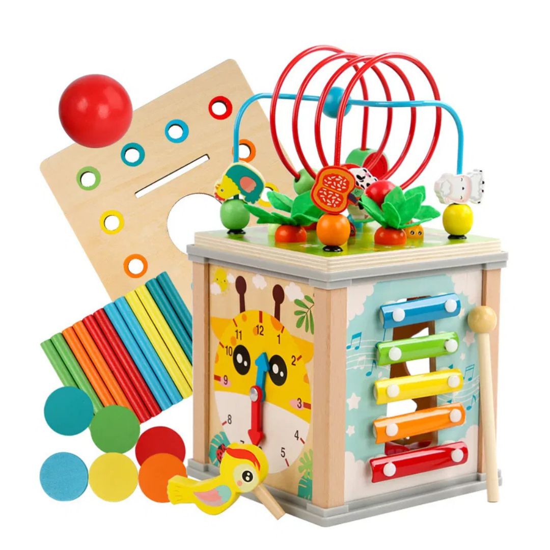 Cub Montessori din Lemn 10 în 1, cu Ciocănitoare, 2 ani+