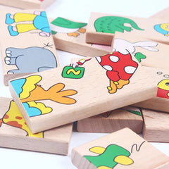 Domino din lemn cu animale colorate
