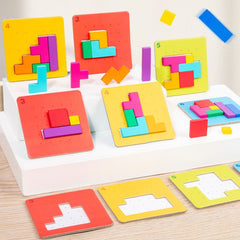 Joc interactiv tip Tetris cu 128 piese din lemn