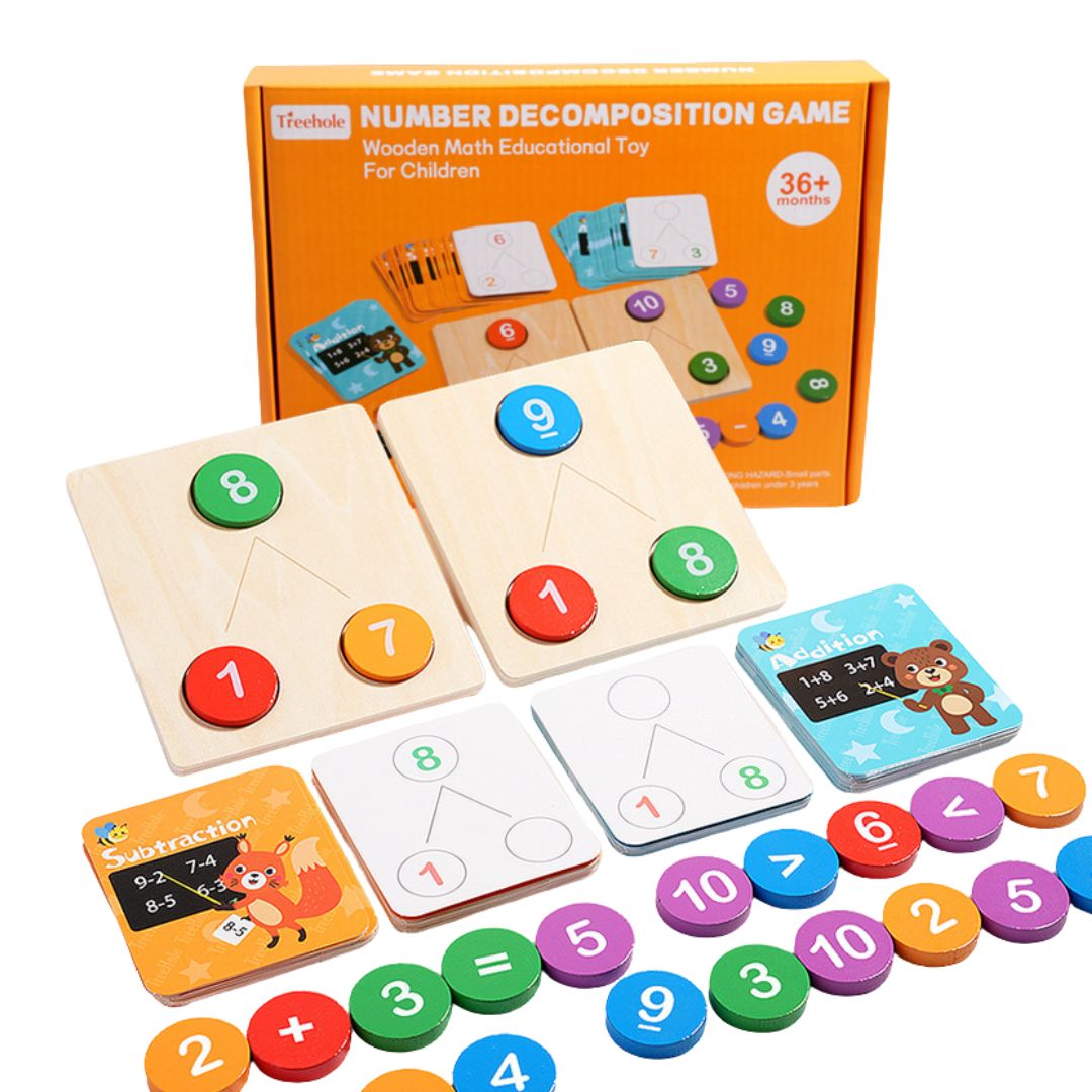 Joc de descompunere a numerelor, adunare și scădere, 3 ani+