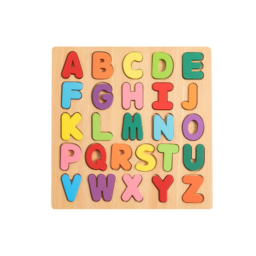 Puzzle Incastru 3D din lemn: forme, cifre, litere
