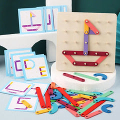 Placă Montessori cu litere, cifre și forme