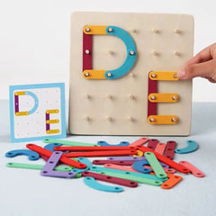 Placă Montessori cu litere, cifre și forme