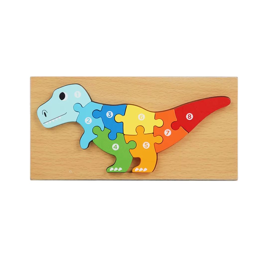 Puzzle 3D din lemn, 6-9 piese, 2 ani+