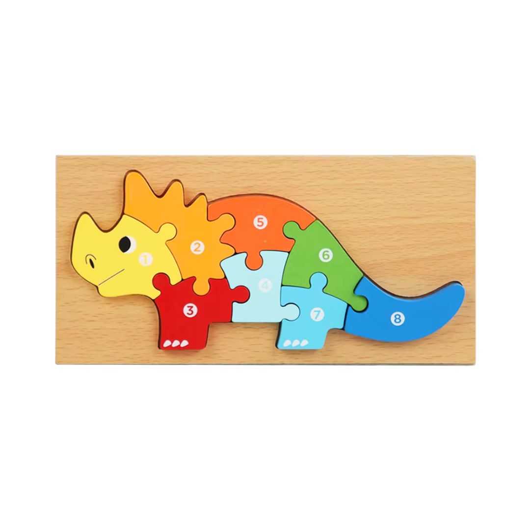 Puzzle 3D din lemn, 6-9 piese, 2 ani+